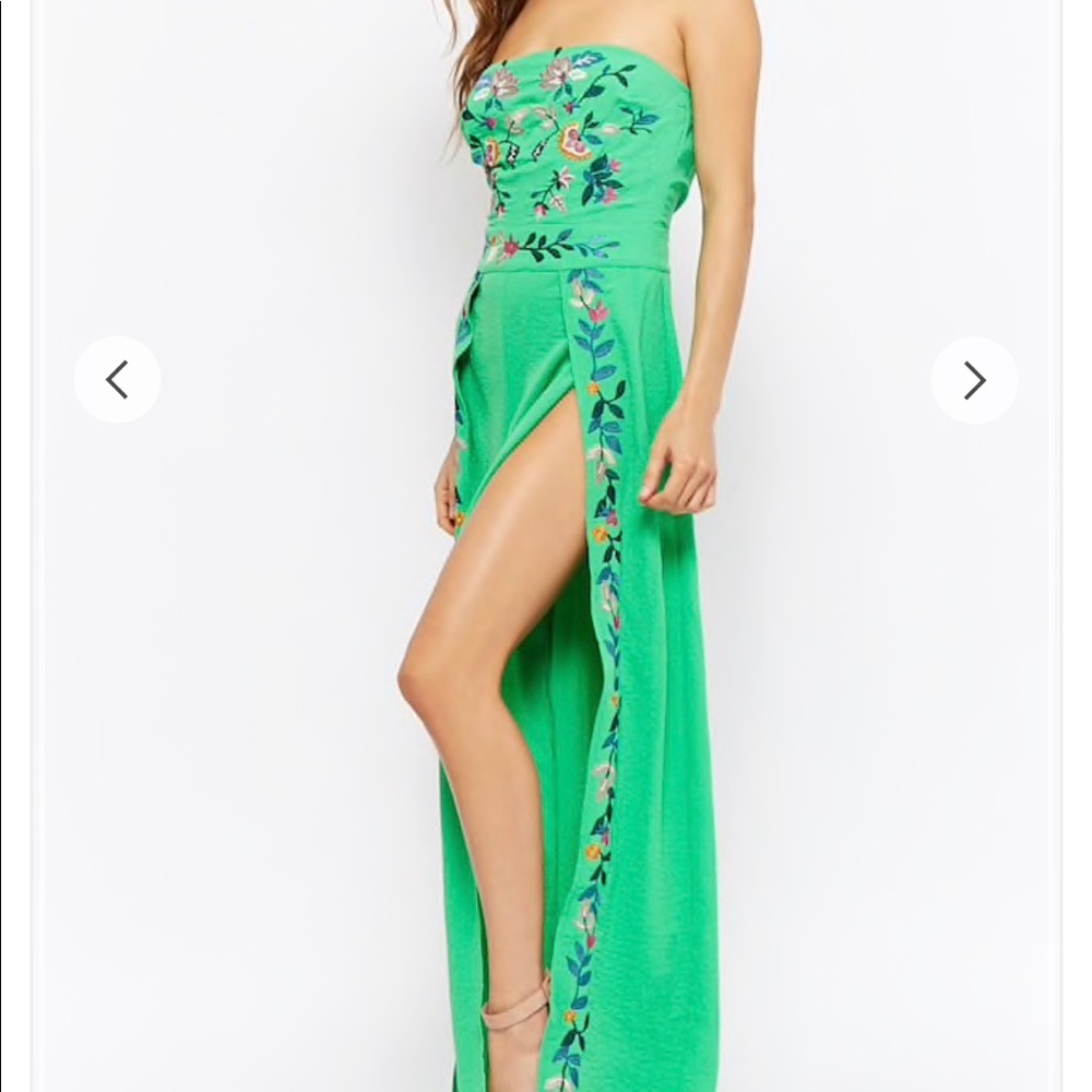 Embroidered jumpsuit dress pants Mexican floral